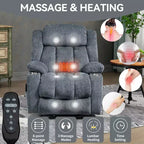 Fauteuil inclinable releveur électrique CLIHOME en chenille, mécanisme robuste avec massage vibratoire 8 points et chauffage lombaire, ports USB et Type-C