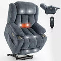 CLIHOME Chenille Power Lift Recliner Chair, Heavy Duty Motion Mechanism with 8-Point Vibration Massage and Lumbar Heating, USB and Type-C Ports