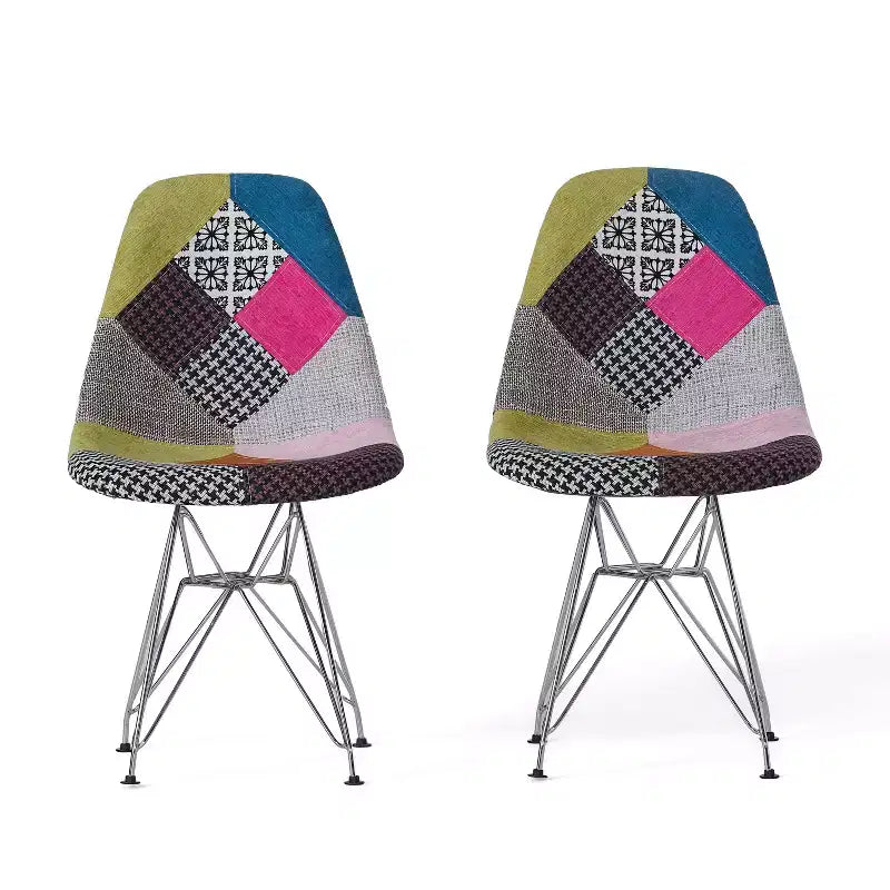 Christopher Knight Home Filmore - Lot de 2 fauteuils d'appoint en tissu patchwork style bohème avec pieds chromés