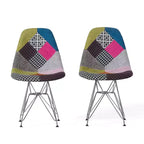 Christopher Knight Home Filmore - Lot de 2 fauteuils d'appoint en tissu patchwork style bohème avec pieds chromés