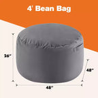 MAYEERTY Pouf géant 120cm rempli de mousse, Housse douce et amovible, Confortable pour adultes, enfants, salon, chambre, dortoir