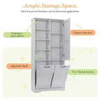 Meuble de salle de bain autoportant, panier à linge inclinable, espaces de rangement multiples, étagère ouverte, étagère réglable
