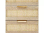 Table de chevet en rotin 21,7L x 15,7l x 25H, finition chêne avec 3 tiroirs en rotin naturel, pieds en bois massif, table de chevet bohème pour chambre et salon