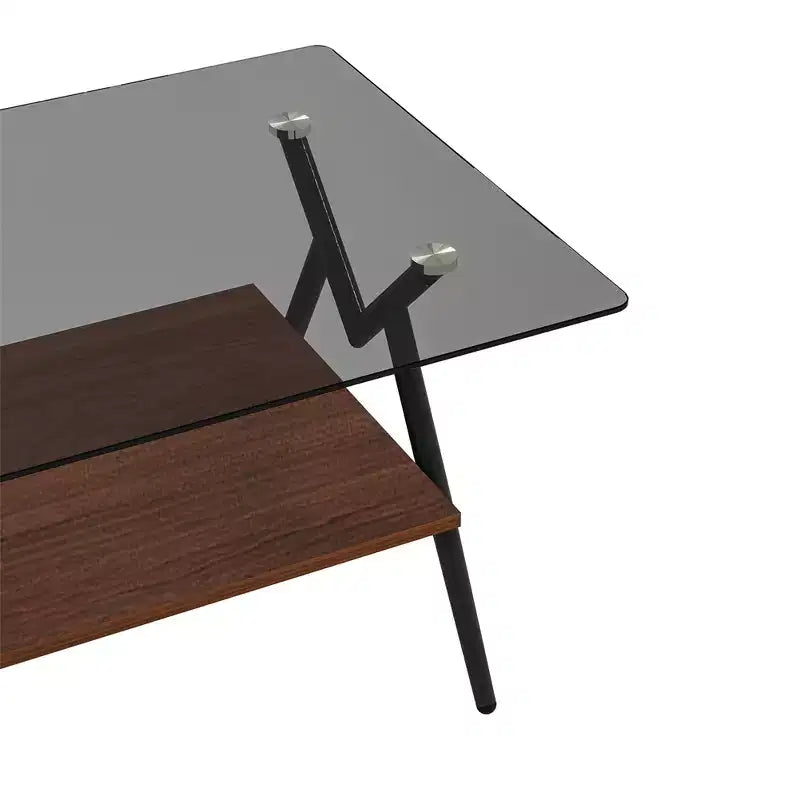 Table basse en verre, table d'appoint centrale moderne rectangulaire avec plateau en verre trempé et pieds en métal, montage facile, pour salon et bureau à domicile