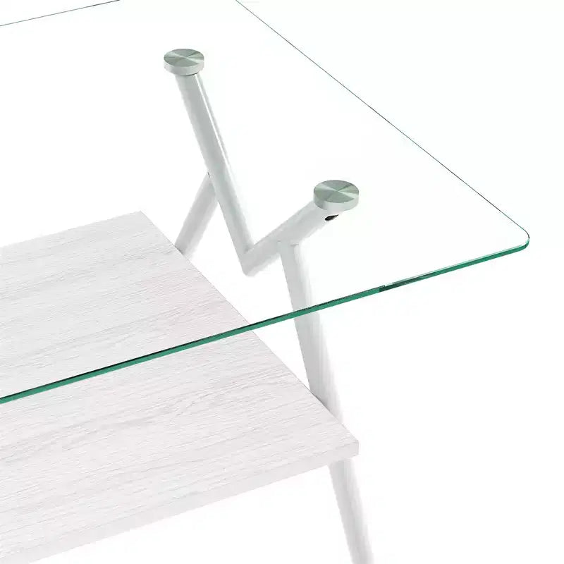 Table basse en verre, table d'appoint centrale moderne rectangulaire avec plateau en verre trempé et pieds en métal, montage facile, pour salon et bureau à domicile