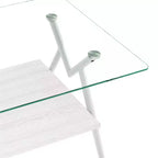 Table basse en verre, table d'appoint centrale moderne rectangulaire avec plateau en verre trempé et pieds en métal, montage facile, pour salon et bureau à domicile
