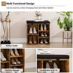 Banc de rangement pour chaussures avec coussin, meuble à chaussures avec 20 casiers, banc de rangement avec 3 étagères réglables pour salon et couloir