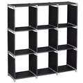 Closet Organizer Shelf 3-Tier 9-Cube Steel Storage Rack, DIY Staircase Organizer for Bathroom, Kitchen, Office (Black)