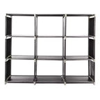 Étagère de rangement 3 niveaux 9 cubes en acier, organisateur d'escalier DIY pour salle de bain, cuisine, bureau (Noir)