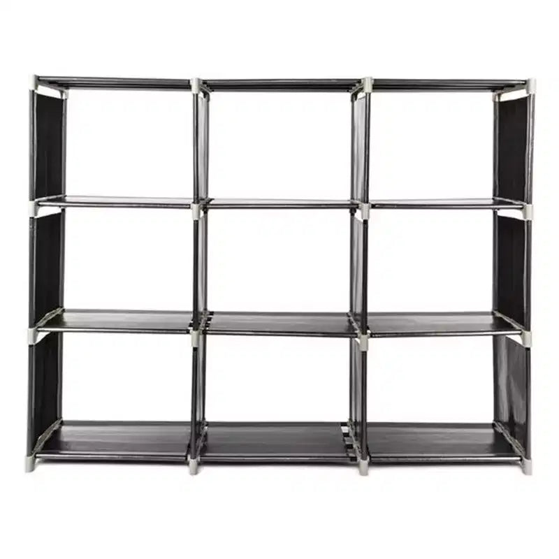 Étagère de rangement 3 niveaux 9 cubes en acier, organisateur d'escalier DIY pour salle de bain, cuisine, bureau (Noir)
