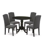 Ensemble de salle à manger HomeStock rond à rallonges avec 4 chaises Parson noir