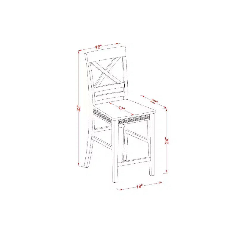 Ensemble de salle à manger à hauteur de comptoir en bois d'hévéa style transitionnel 135