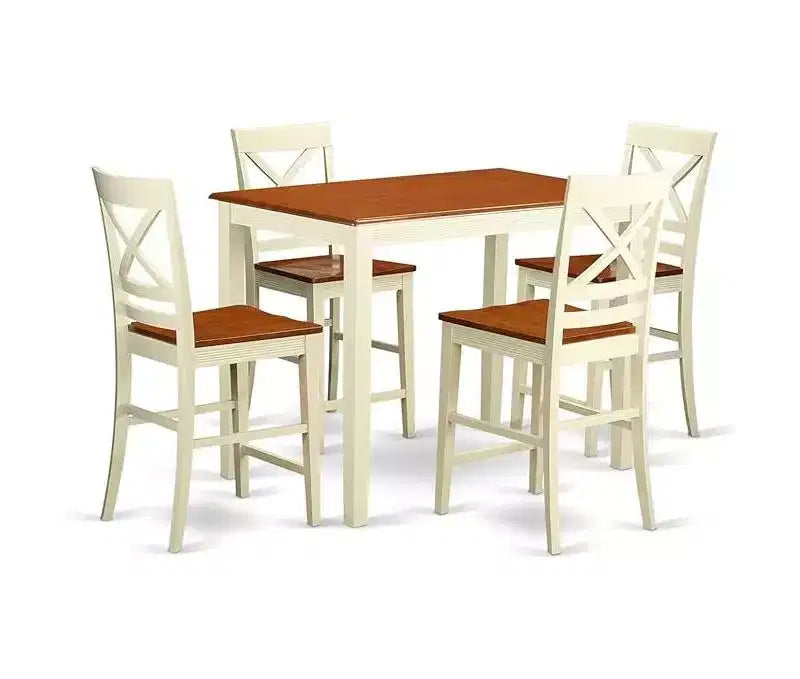 Ensemble de salle à manger à hauteur de comptoir en bois d'hévéa style transitionnel 135