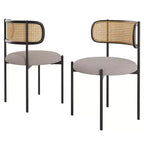 PexFix Lot de 4 chaises de salle à manger modernes rembourrées avec dossier en rotin, chaises d'appoint de cuisine avec pieds en métal, gris clair