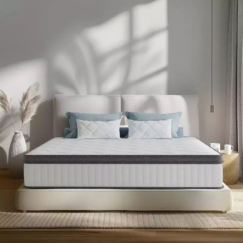 Swedrea Hybrid Mattress Breathable Medium Cooling Memory Foam Bed-in-a-Box White