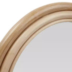 Miroir mural rond encadré en rotin Storied Home avec 5 crochets, naturel