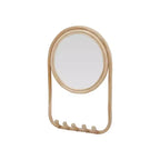 Miroir mural rond encadré en rotin Storied Home avec 5 crochets, naturel