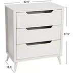 Commode en bois massif Yume Mid-Century Moderne à 3 tiroirs