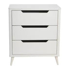 Commode en bois massif Yume Mid-Century Moderne à 3 tiroirs