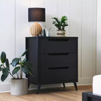 Commode en bois massif Yume Mid-Century Moderne à 3 tiroirs