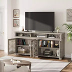 Meuble TV de ferme GustoWave 70.9, meuble de divertissement avec porte vitrée et lumières LED pour salon, chambre à coucher