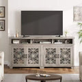 GustoWave 70.9 Farmhouse TV Stand, Entertainment Center with Glass Door & LED Lights for Living Room, Bedroom