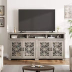 GustoWave 70.9 Farmhouse TV Stand, Entertainment Center with Glass Door & LED Lights for Living Room, Bedroom