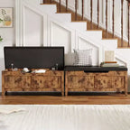 39.4 Banc de rangement en rotin pour entrée avec coussin d'assise, coffre de rangement, banc à chaussures, coffre de rangement pour entrée, salon, chambre à coucher