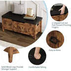39.4 Banc de rangement en rotin pour entrée avec coussin d'assise, coffre de rangement, banc à chaussures, coffre de rangement pour entrée, salon, chambre à coucher