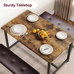 Ensemble table de salle à manger CuisinSmart avec 2 bancs, ensemble table de salle à manger pour 4 personnes avec 2 bancs rembourrés en PU, ensemble table de salle à manger rectangulaire