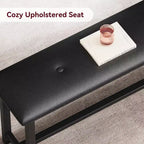 Ensemble table de salle à manger CuisinSmart avec 2 bancs, ensemble table de salle à manger pour 4 personnes avec 2 bancs rembourrés en PU, ensemble table de salle à manger rectangulaire