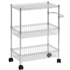 Chariot roulant à 3 niveaux en fil métallique GustoWave avec poignées pour cuisine, bar, bureau