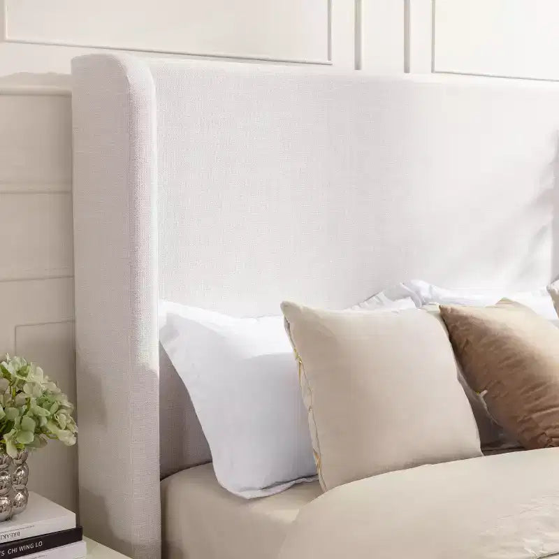 Tête de lit capitonnée en chenille GDFStudio Delia 54 avec pieds en bois massif, sommier tapissier requis