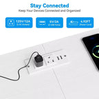 Meuble TV Zstar avec 10 tiroirs en tissu pour téléviseurs de 65, 70, 75 pouces, meuble TV bas de 160 cm de large avec lumières LED et étagères de rangement ouvertes