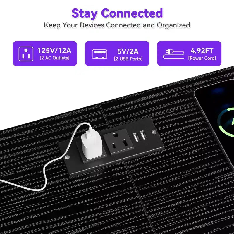 Meuble TV Zstar avec 10 tiroirs en tissu pour téléviseurs de 65, 70, 75 pouces, meuble TV bas de 160 cm de large avec lumières LED et étagères de rangement ouvertes