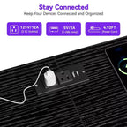 Meuble TV Zstar avec 10 tiroirs en tissu pour téléviseurs de 65, 70, 75 pouces, meuble TV bas de 160 cm de large avec lumières LED et étagères de rangement ouvertes