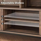 Meubles TV rustiques GustoWave, meuble TV avec portes coulissantes et étagères réglables