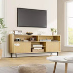 Meubles TV rustiques GustoWave, meuble TV avec portes coulissantes et étagères réglables