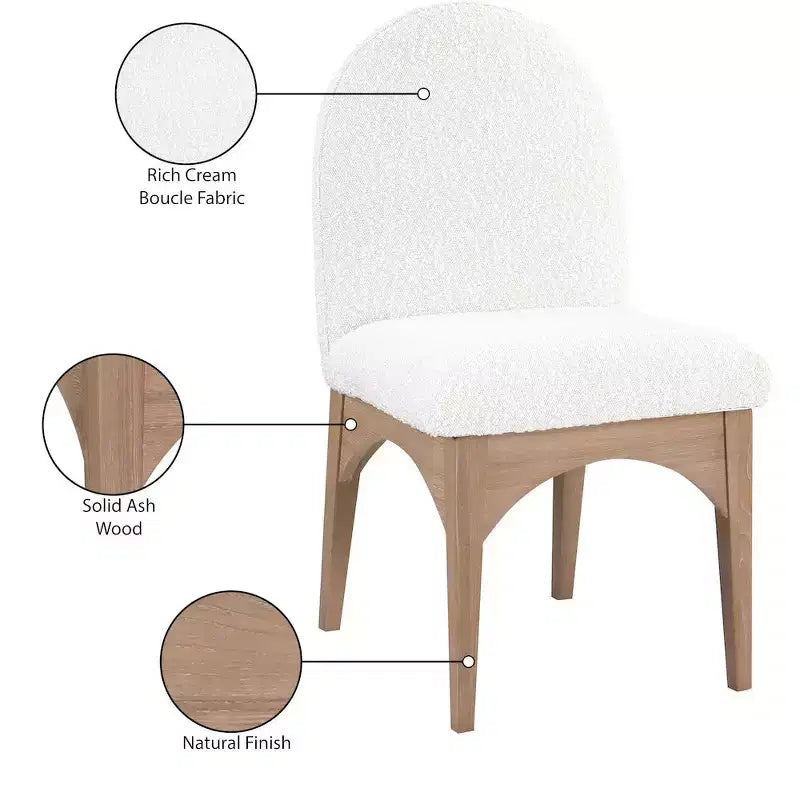 Meridian Furniture, Chaise de salle à manger Waldorf en tissu bouclé