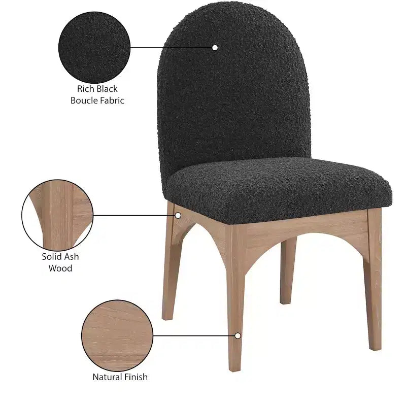 Meridian Furniture, Chaise de salle à manger Waldorf en tissu bouclé