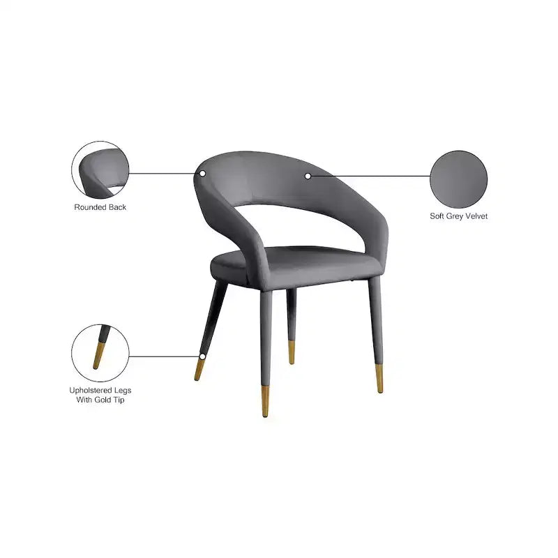 Meridian Furniture, Chaise de salle à manger en velours Destiny