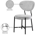 Meridian Furniture, Chaise de salle à manger en tissu bouclé gris Allure, lot de 2