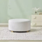 Christopher Knight Home Elsu Pouf rond moderne rembourré en bois d'hévéa