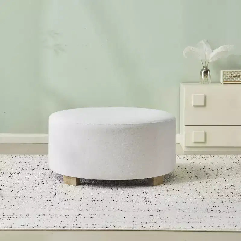 Christopher Knight Home Elsu Pouf rond moderne rembourré en bois d'hévéa