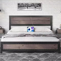 CuisinSmart Metal Bed Frame with Headboard and Footboard, Headboard and Footboard with Rivets, Platform Bed Frame, 10.8''Under Bed Storage