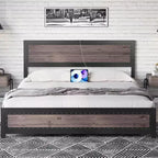 CuisinSmart Metal Bed Frame with Headboard and Footboard, Headboard and Footboard with Rivets, Platform Bed Frame, 10.8''Under Bed Storage