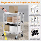 Chariot de service pliant utilitaire à 3 niveaux GustoWave pour maisons, restaurants, bars, bureaux, argent