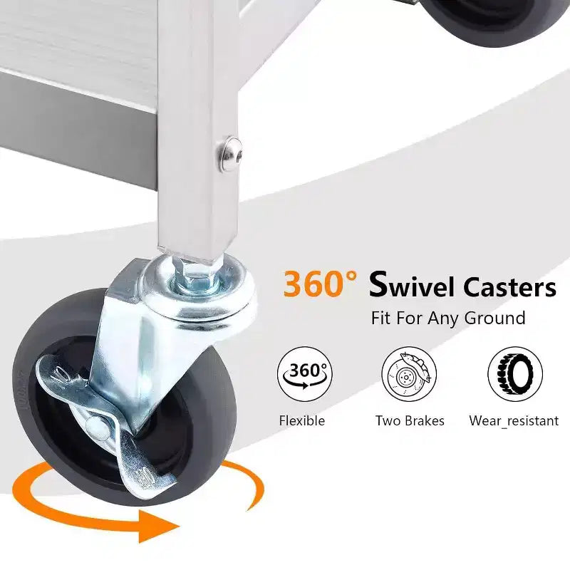 Chariot de service pliant utilitaire à 3 niveaux GustoWave pour maisons, restaurants, bars, bureaux, argent