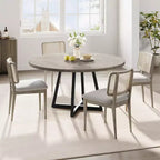 Table à manger ronde de 120 cm pour 4 personnes, table de salle à manger industrielle avec plateau en bois et base en métal pour salle à manger ou salon, gris (SANS chaises)