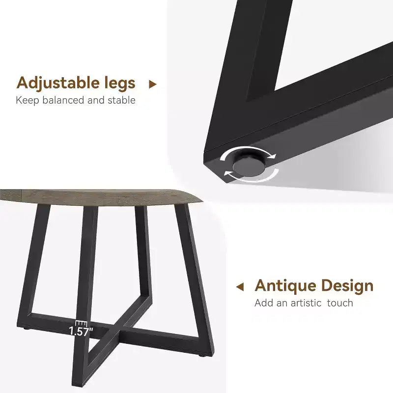 Table à manger ronde de 120 cm pour 4 personnes, table de salle à manger industrielle avec plateau en bois et base en métal pour salle à manger ou salon, gris (SANS chaises)
